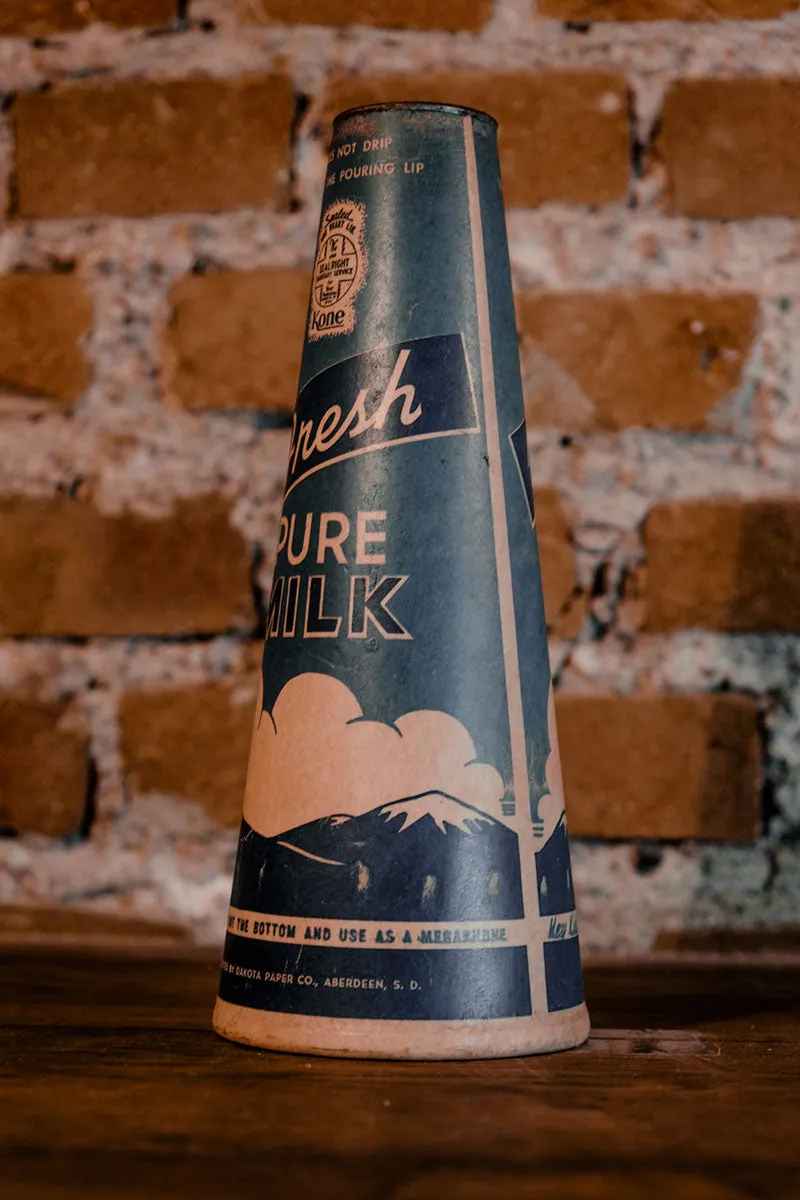 1930/40's Dakota Paper Co. Fresh Pure Milk Cardboard Cone. Aberdeen (South Dakota)