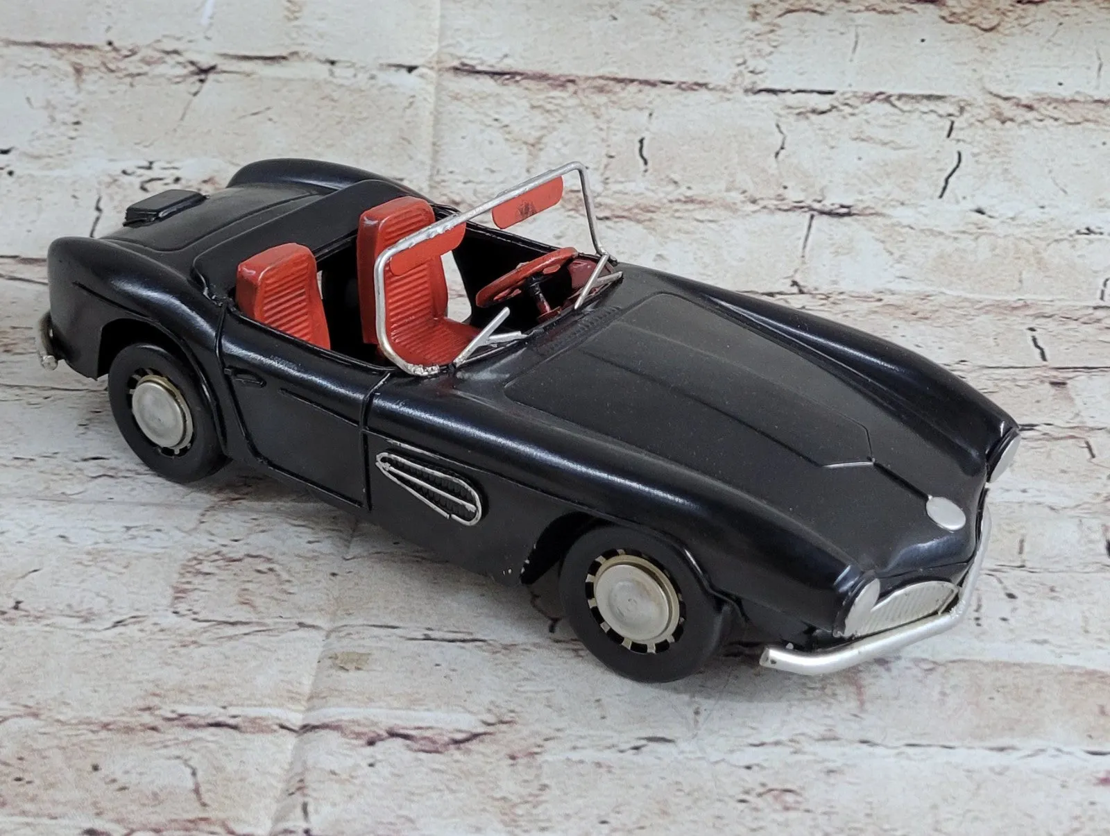 1957 BMW 507 Black Metallic with Red Interior 1/12 Diecast Model Car Office Decor