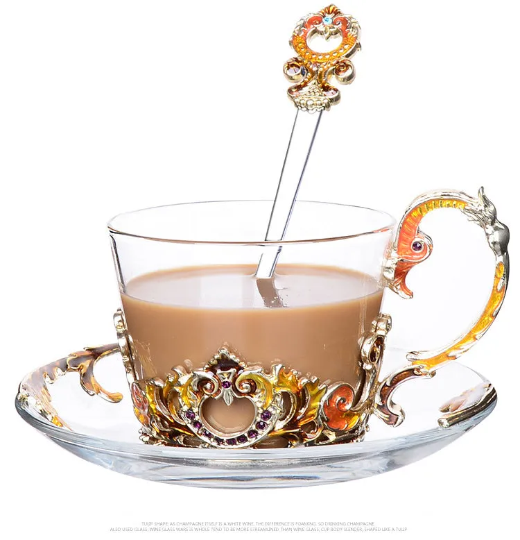 201-300ml enamel coffee cup set dish Saucer  Set European style mug cup tea cup tea set