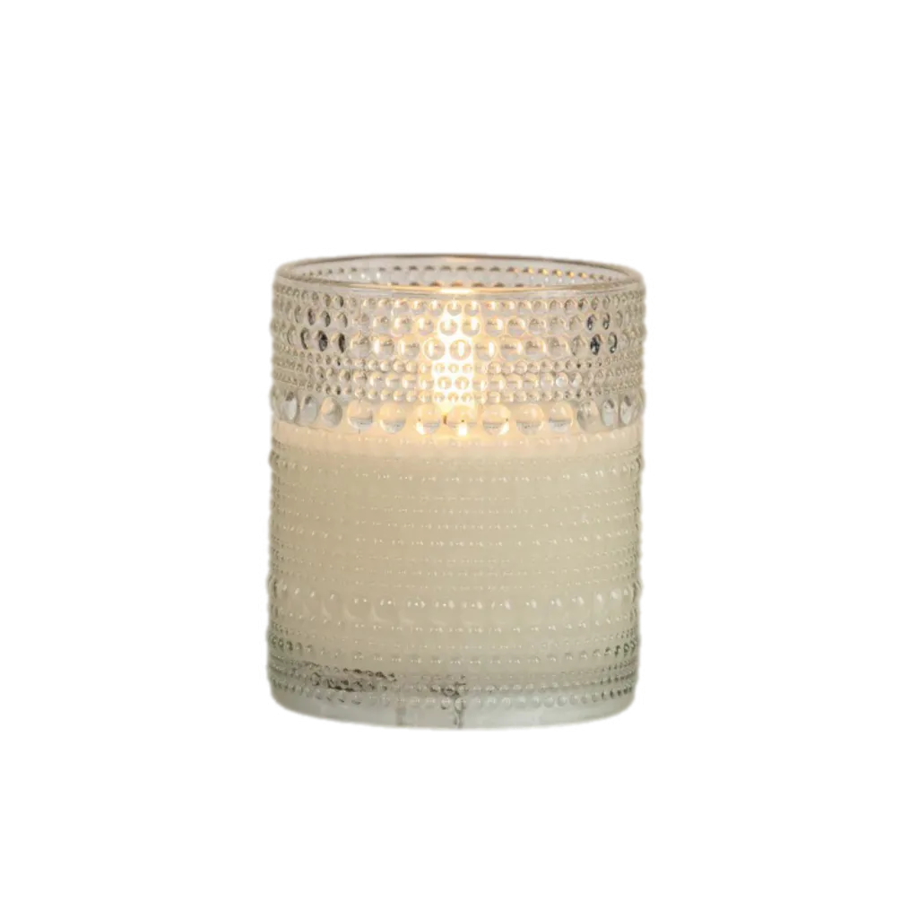 3.5" X 4" Clear Dotted Jar Pillar Flameless Candle