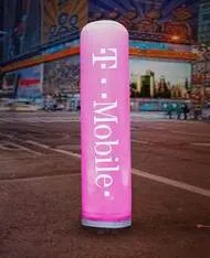 6ft T-Mobile Inflatable LED Pillar - Pink - 18in Diameter