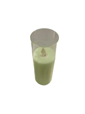 6" X 2" Slim Pillar Flameless Candle: Green