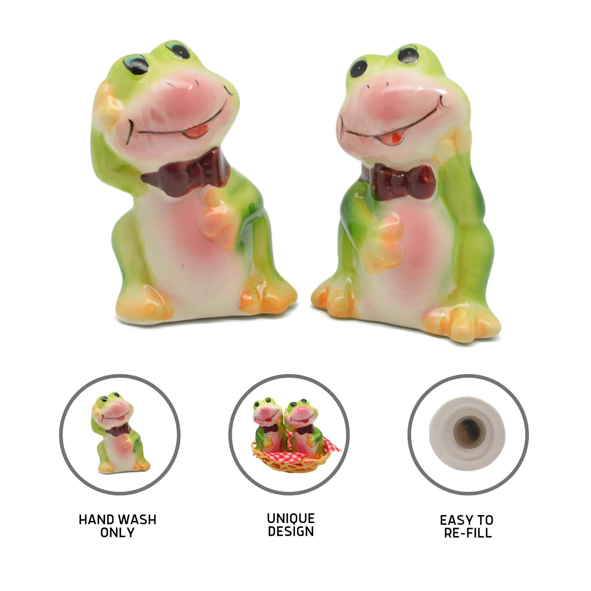 Animal Salt & Pepper Shakers Frogs Basket