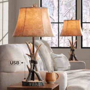 Antler USB Table Lamps Set of 2