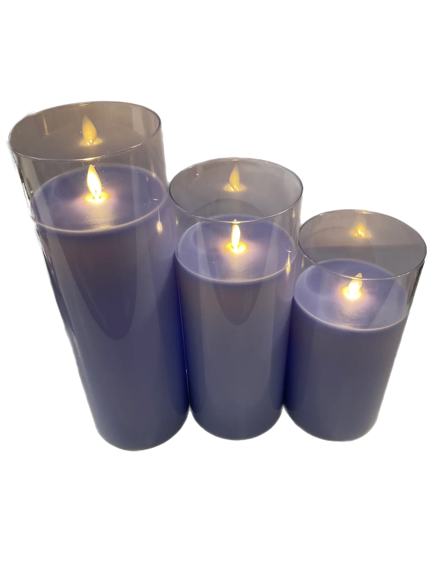 Assorted Wide Pillar Flameless Candle: Lavender, INDIVIDUALLY SOLD