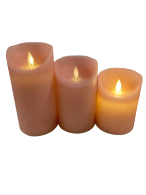 Assorted Wide Pillar Flameless Candle: Pink, INDIVIDUALLY SOLD