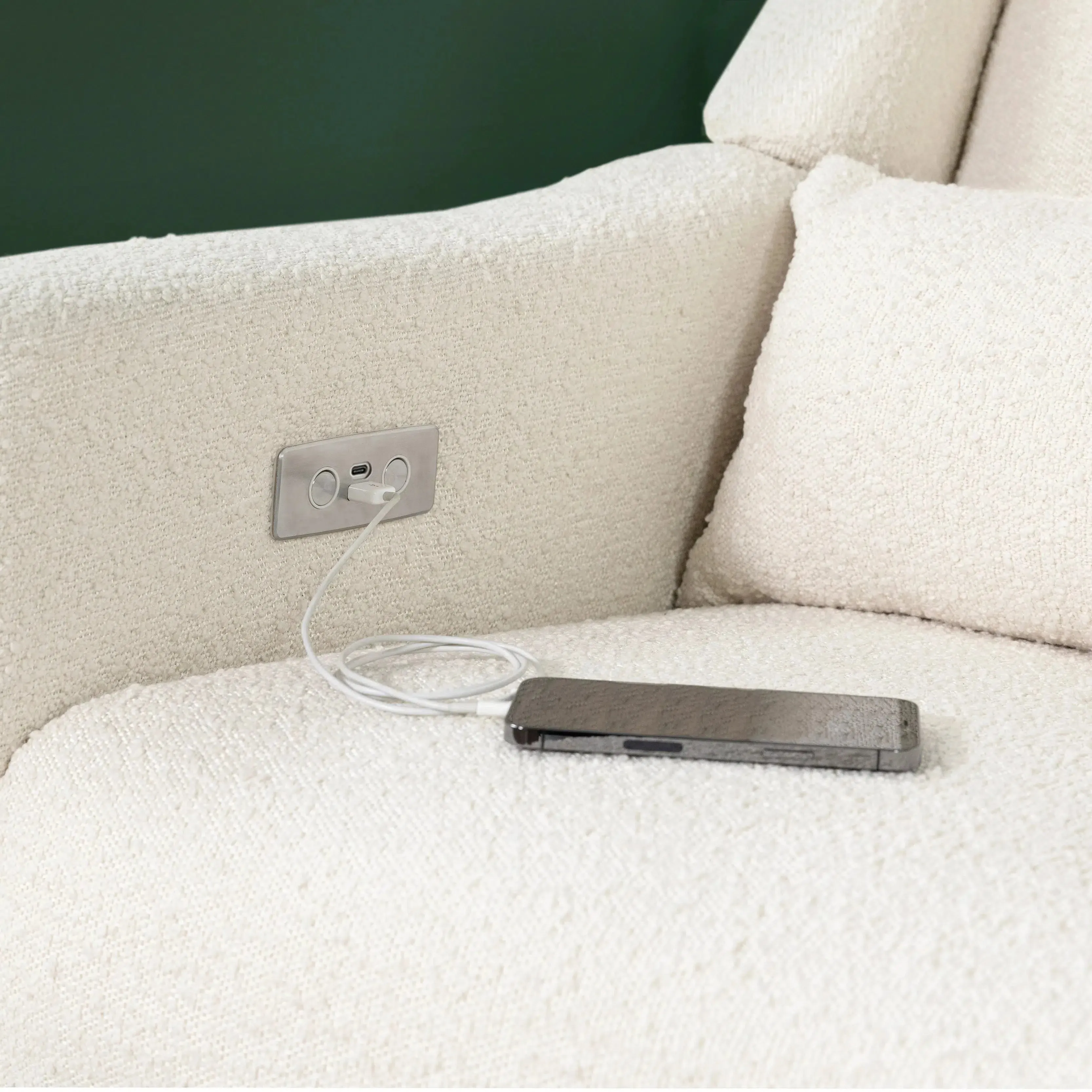 Babyletto - Kiwi Electronic Glider   Recliner - Luxe Ivory Boucle with Gold Base