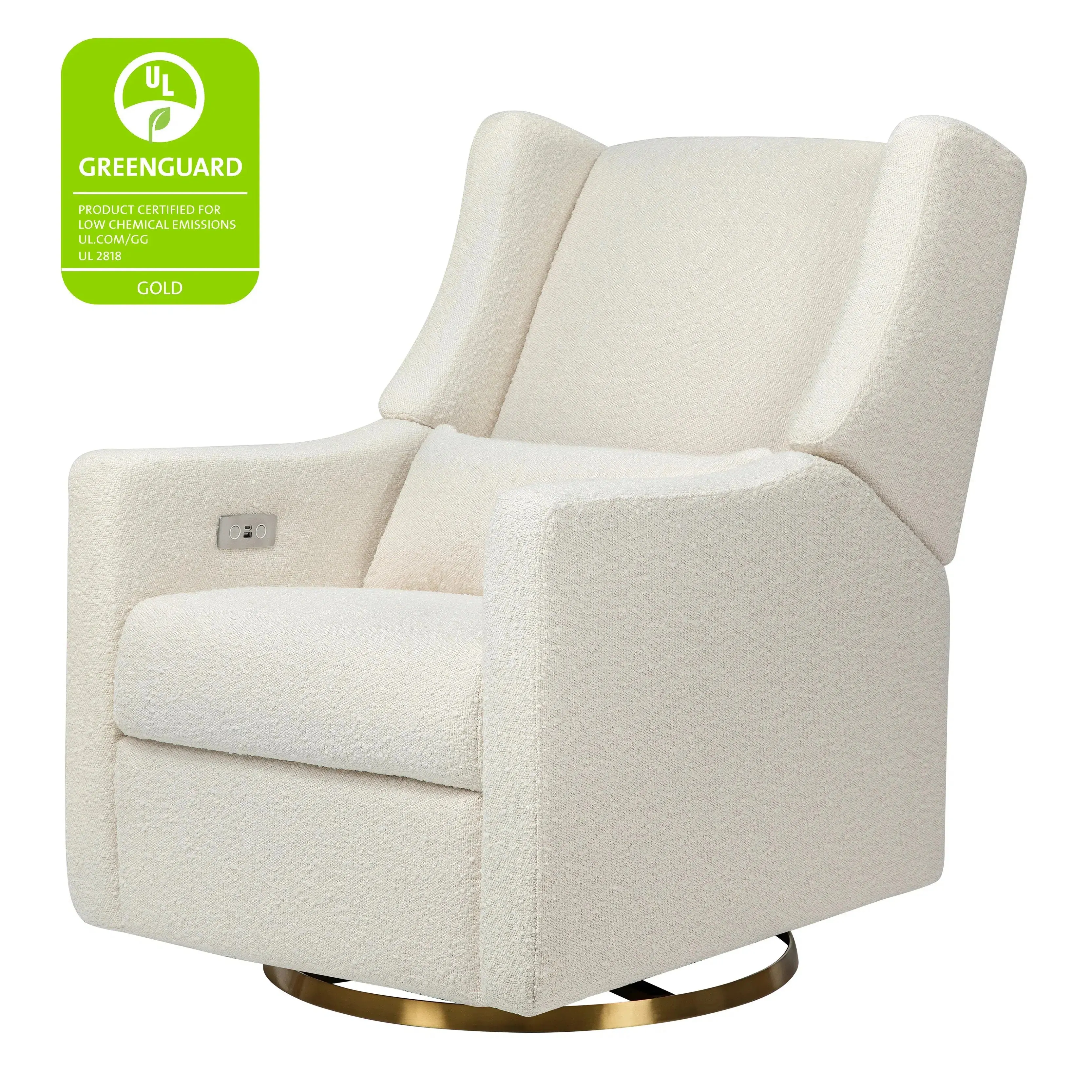 Babyletto - Kiwi Electronic Glider   Recliner - Luxe Ivory Boucle with Gold Base