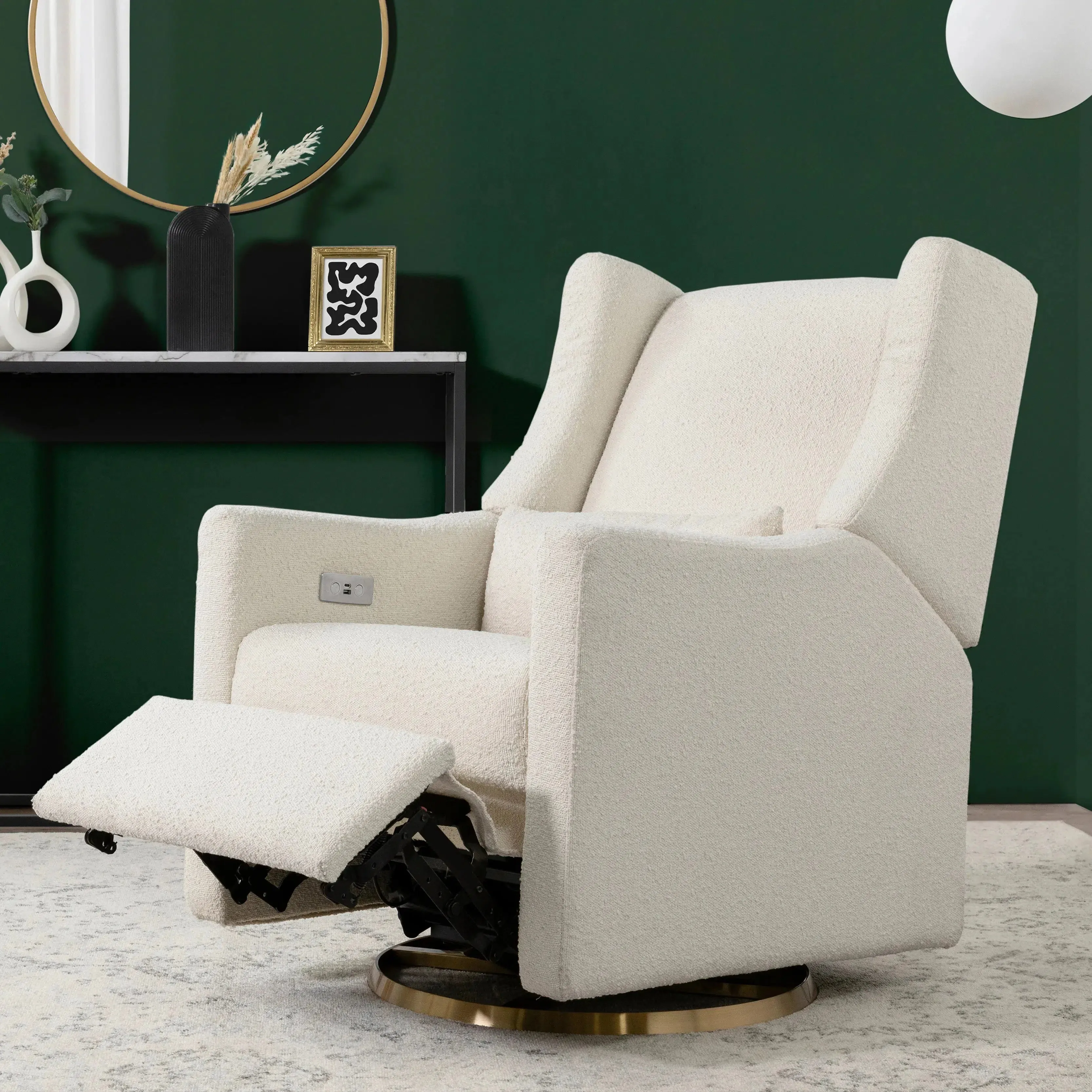 Babyletto - Kiwi Electronic Glider   Recliner - Luxe Ivory Boucle with Gold Base