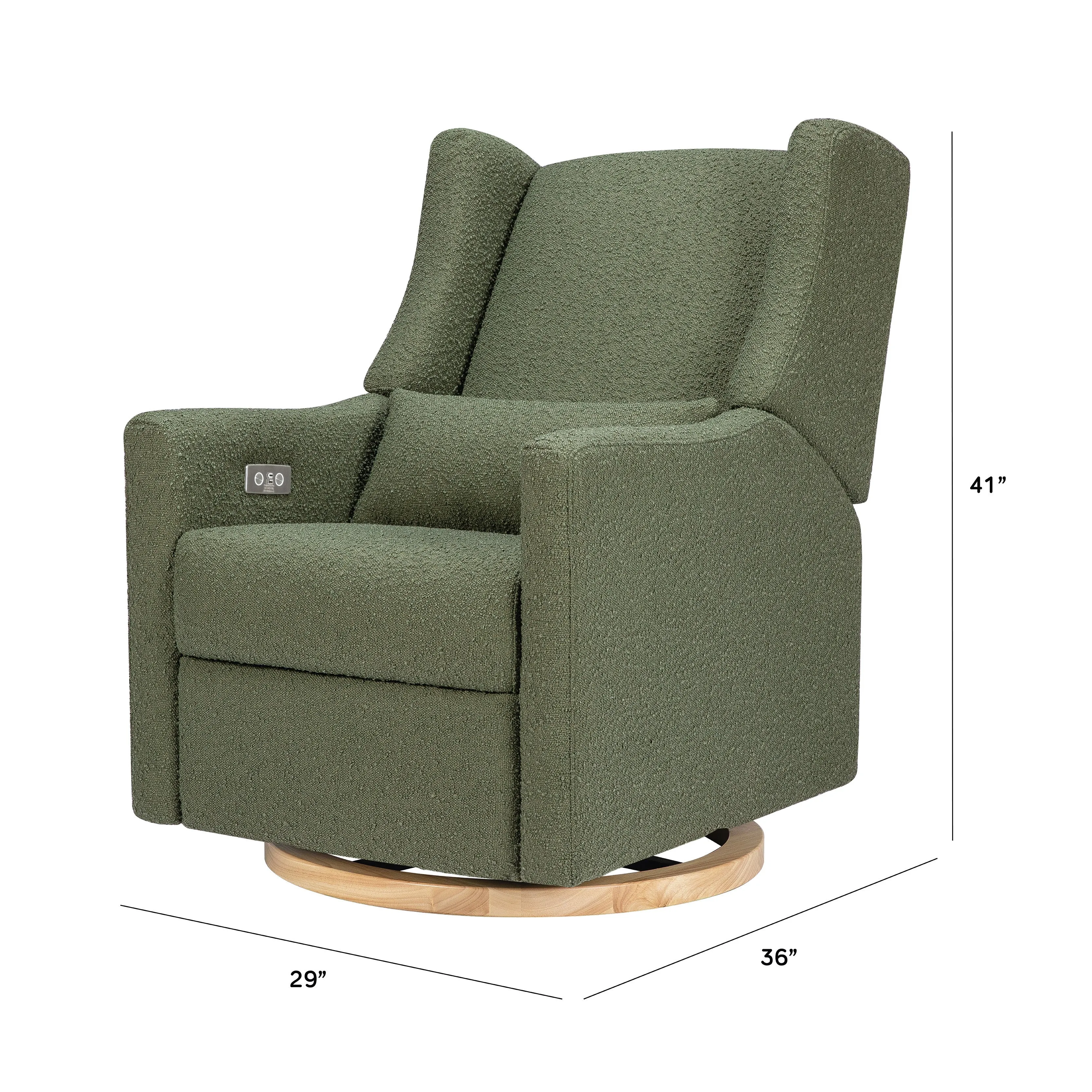 Babyletto - Kiwi Electronic Glider   Recliner - Luxe Olive Boucle with Light Wood Base