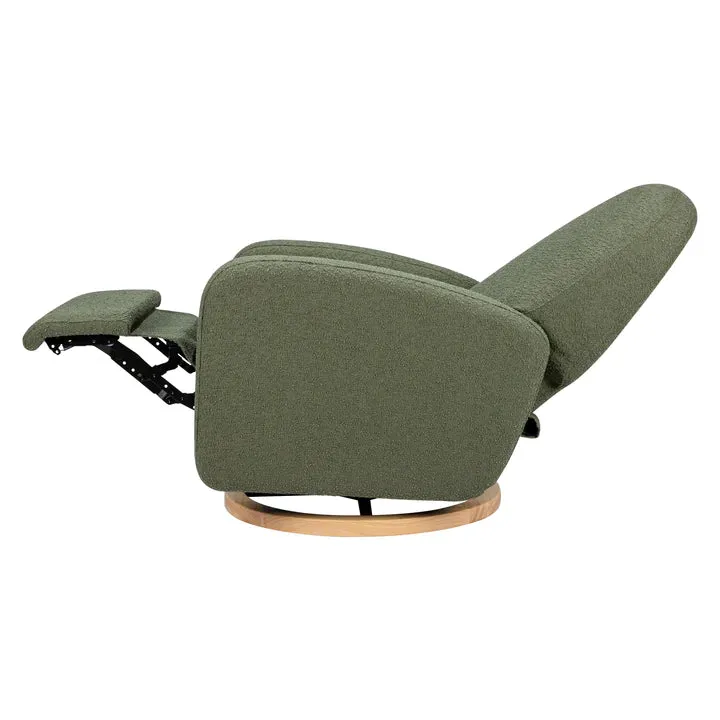 Babyletto - Nami Electronic Glider   Recliner - Luxe Olive Boucle with Light Wood Base