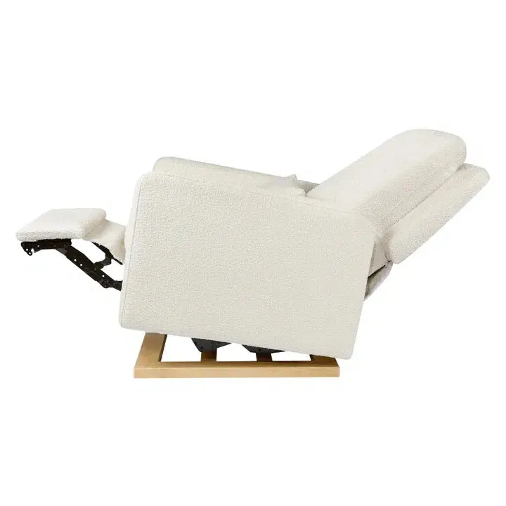 Babyletto - Sigi Electronic Glider   Recliner - Ivory Boucle with Light Wood Base