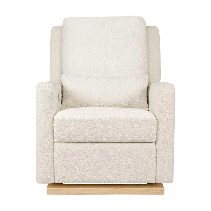 Babyletto - Sigi Electronic Glider   Recliner - Ivory Boucle with Light Wood Base