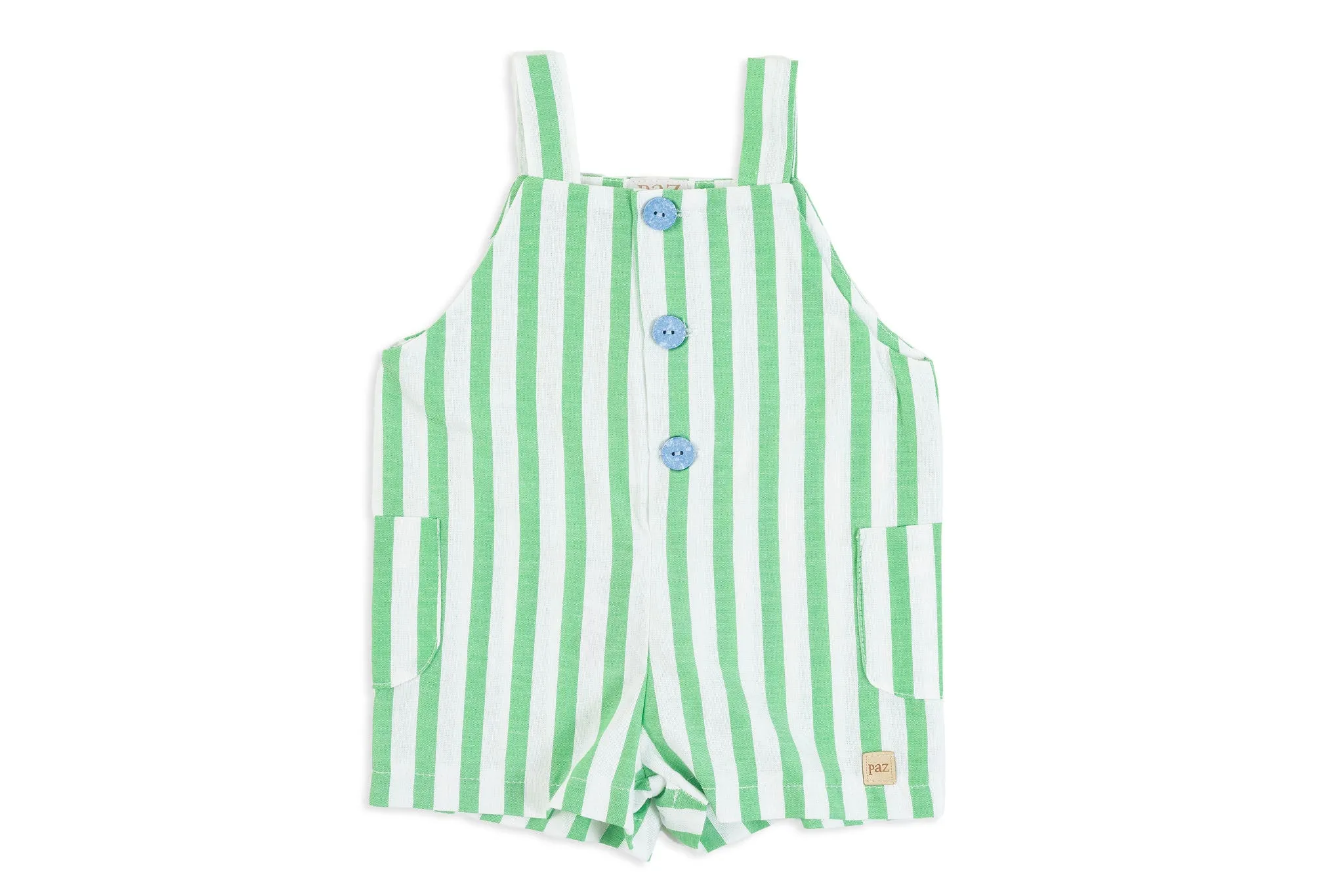 Boy Woven Apple Green & White Stripe Shortall