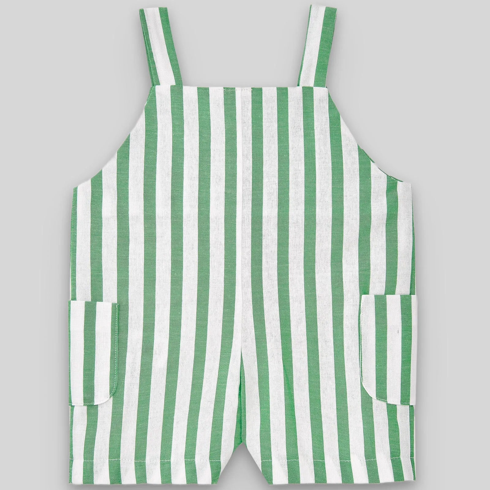 Boy Woven Apple Green & White Stripe Shortall