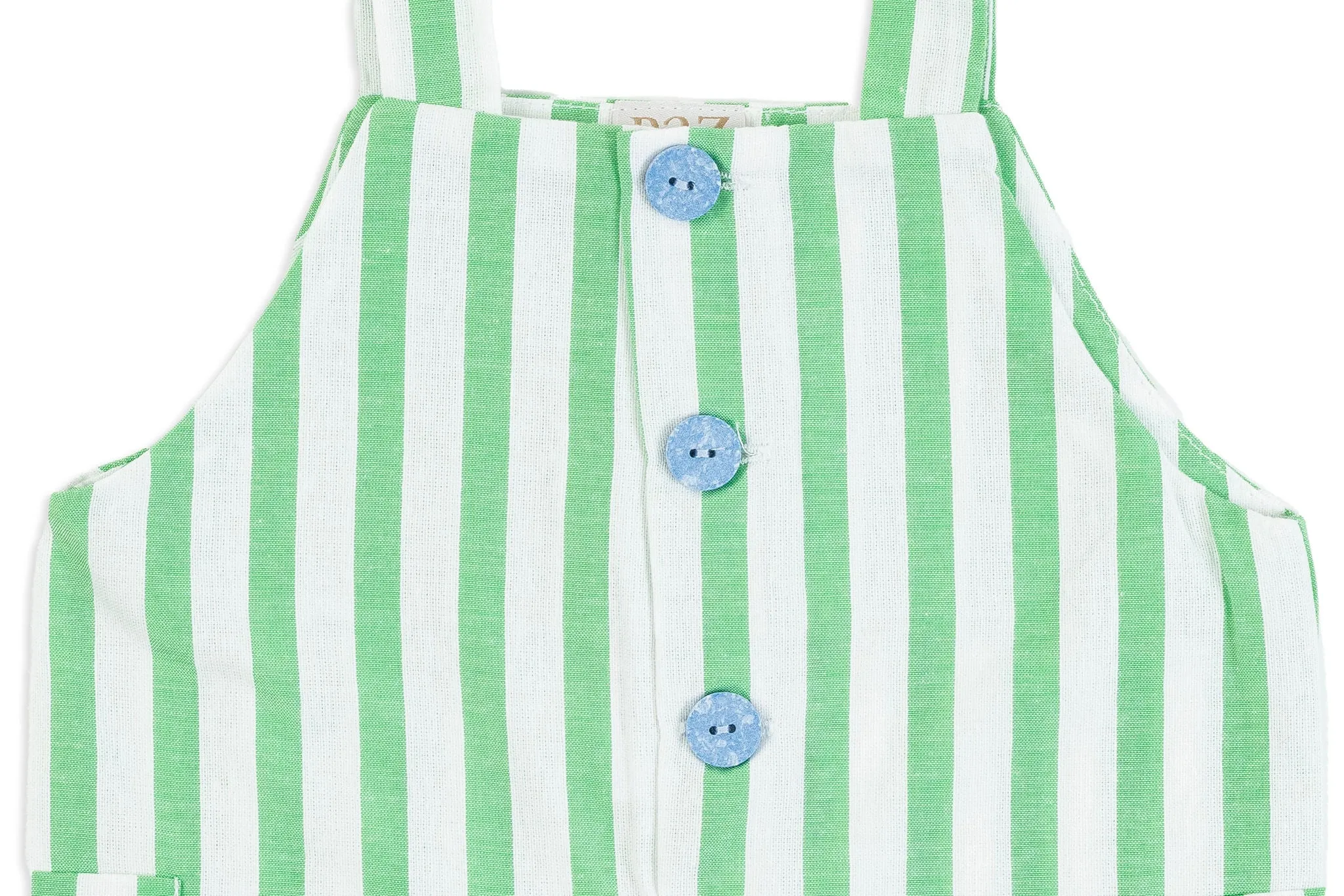 Boy Woven Apple Green & White Stripe Shortall