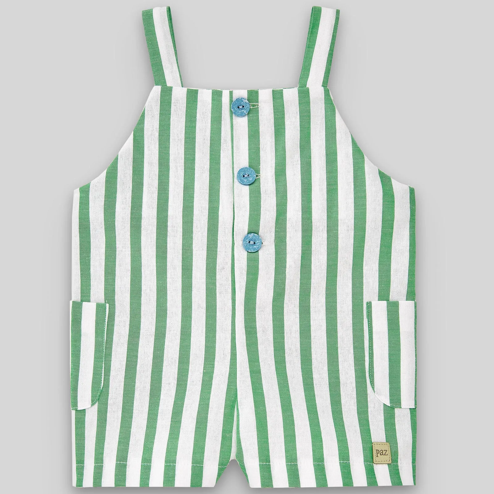 Boy Woven Apple Green & White Stripe Shortall