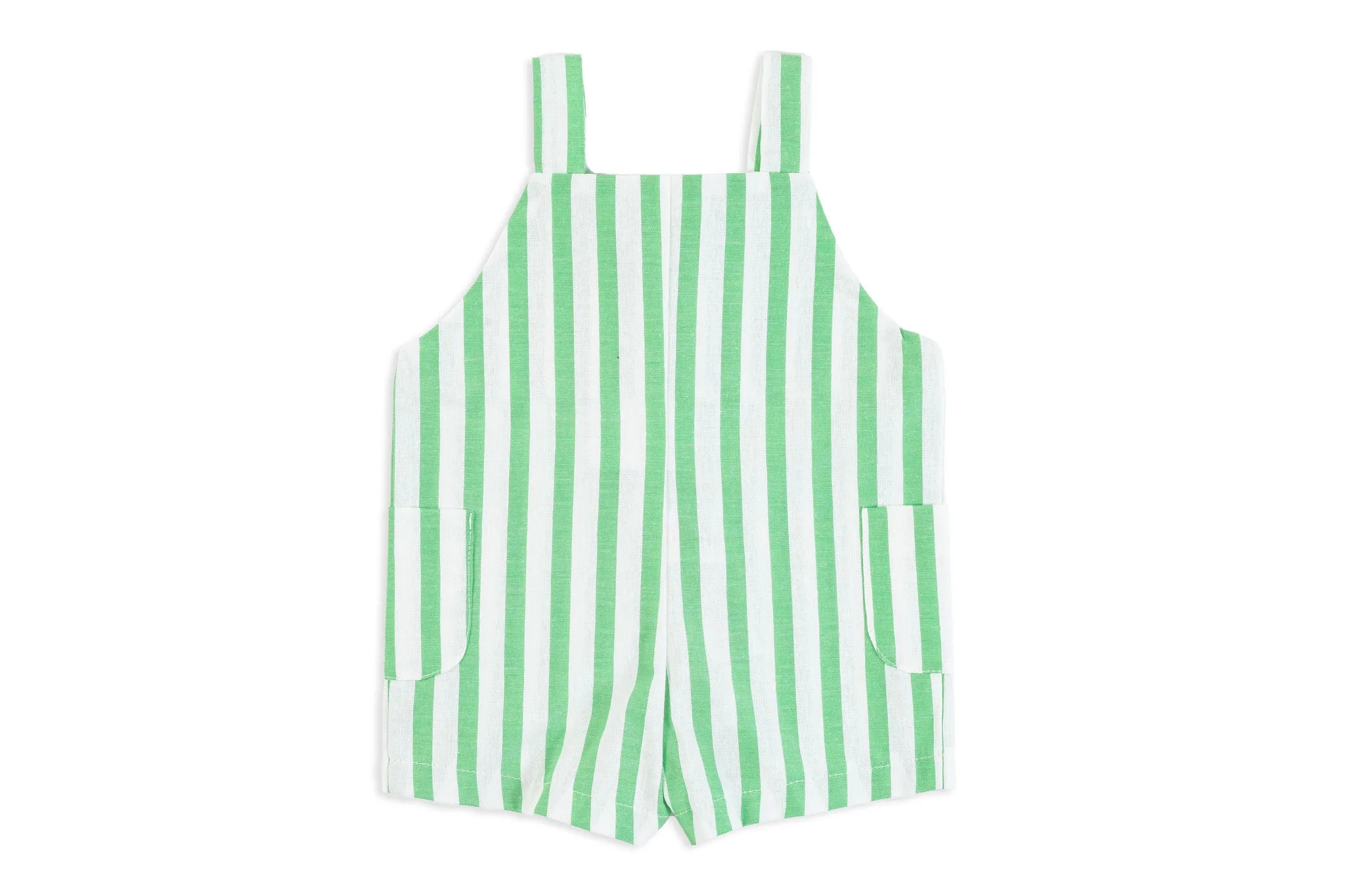 Boy Woven Apple Green & White Stripe Shortall