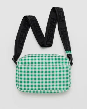 Camera Crossbody in Green Gingham