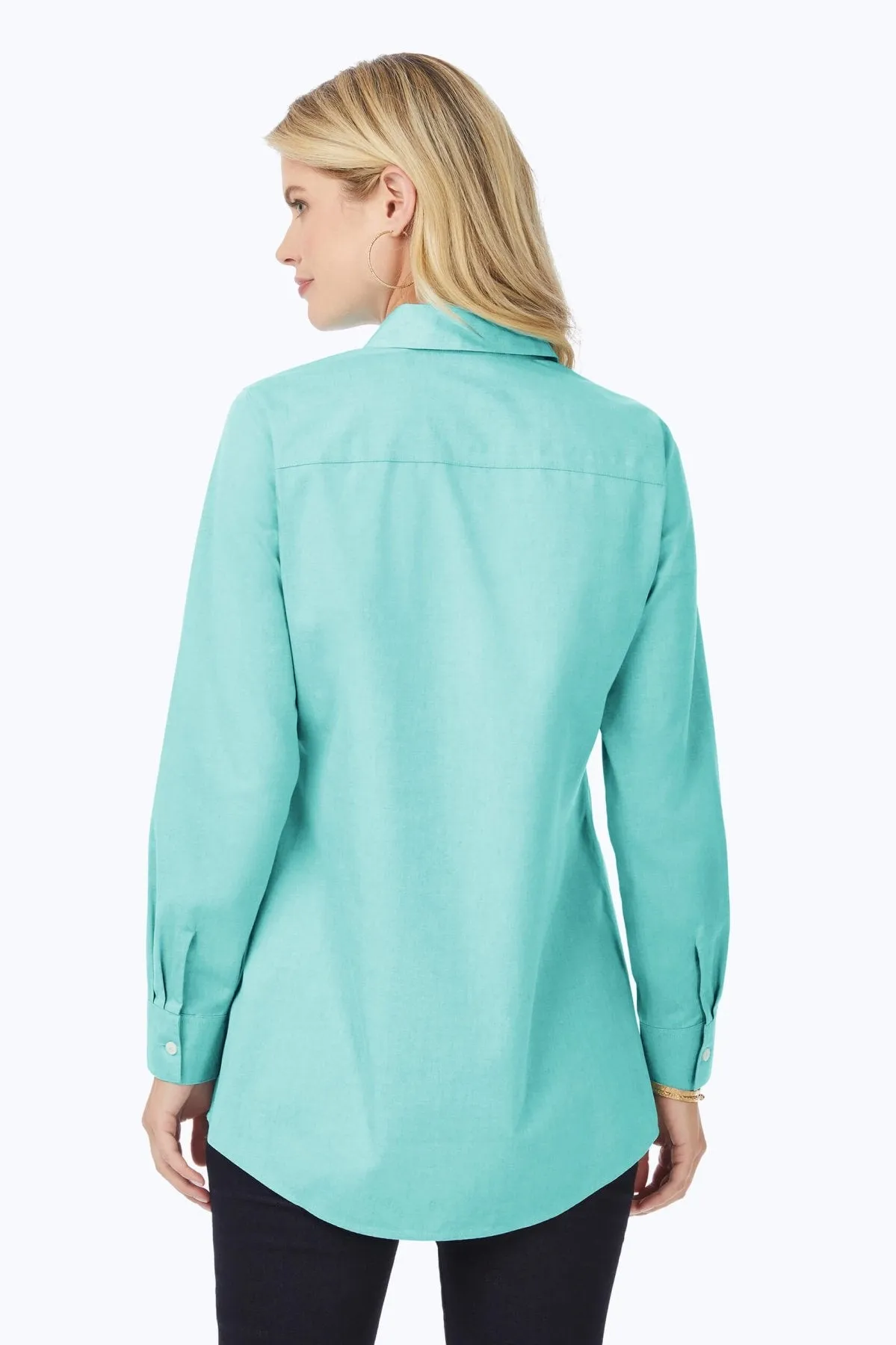 Cici Pinpoint No Iron Long Sleeve Tunic, Oceanside