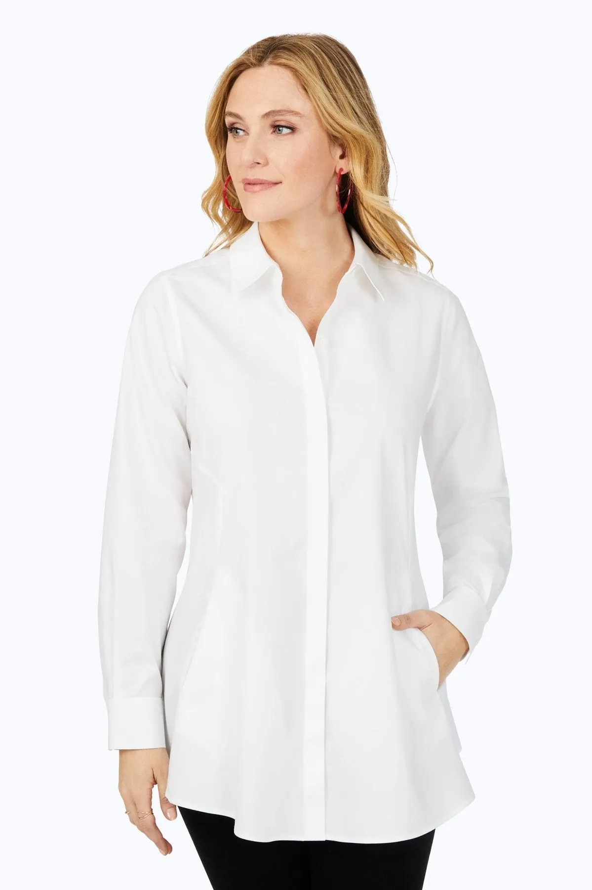 Cici Pinpoint No Iron Long Sleeve Tunic