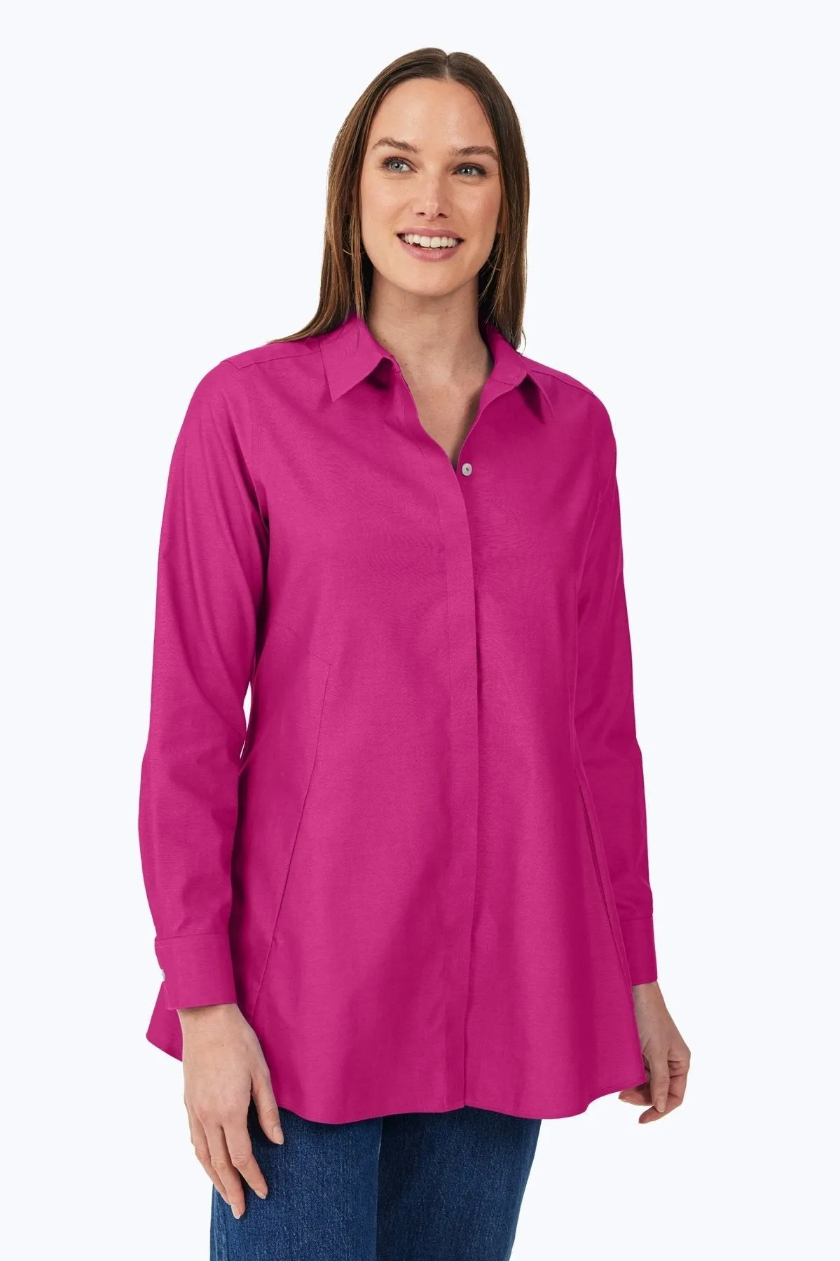 Cici Pinpoint No Iron Long Sleeve Tunic