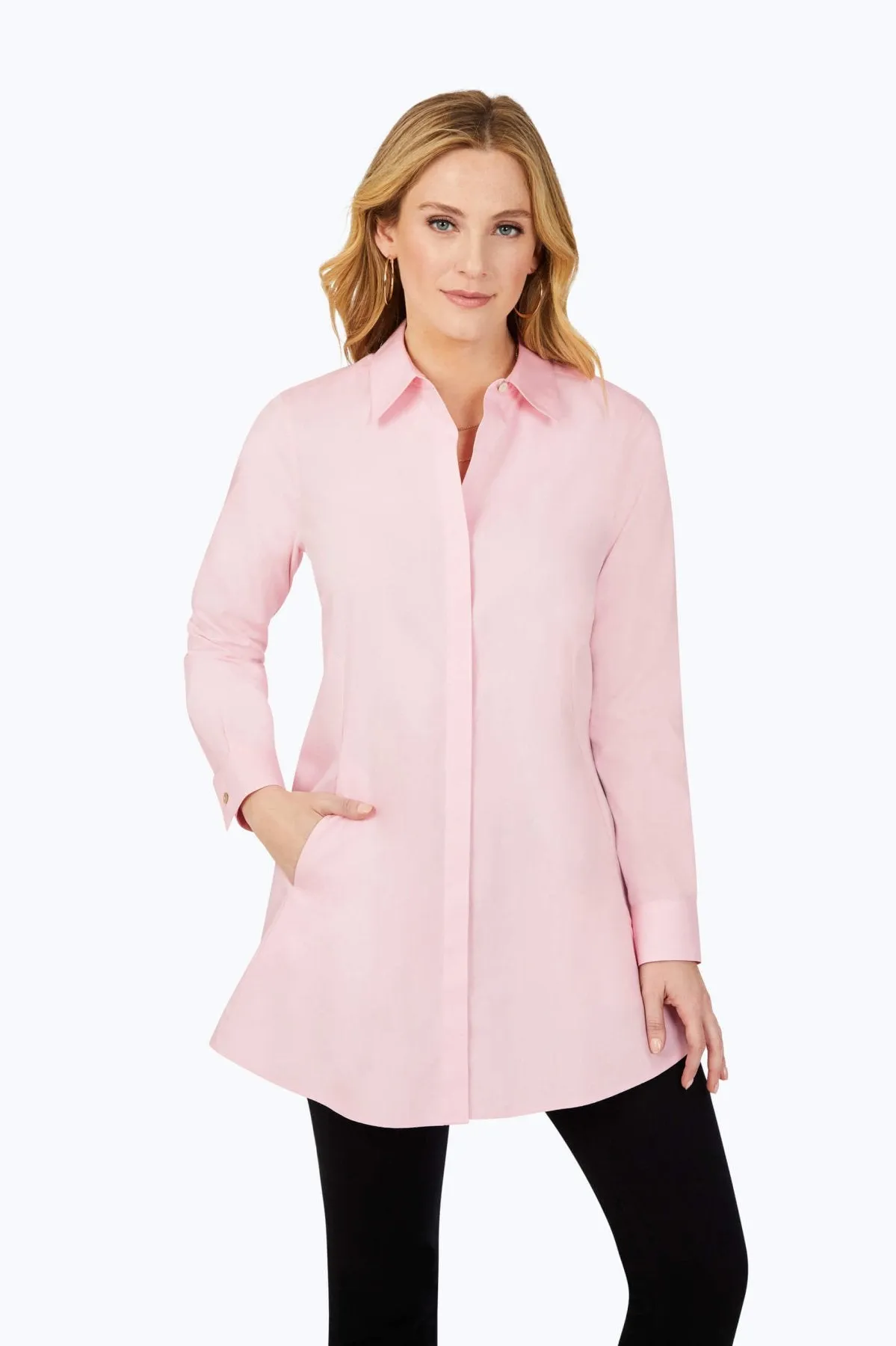 Cici Pinpoint No Iron Long Sleeve Tunic