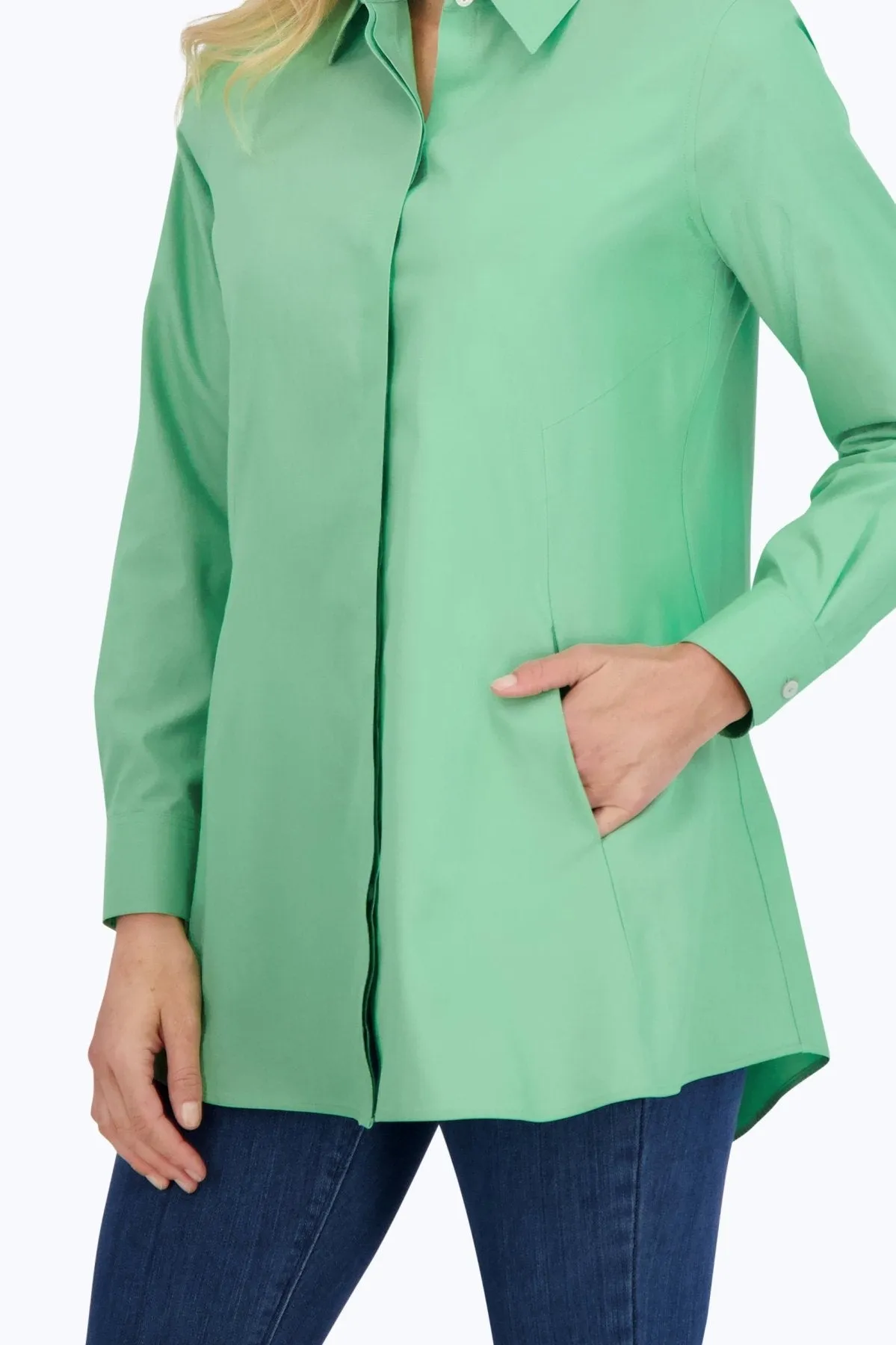 Cici Pinpoint No Iron Long Sleeve Tunic