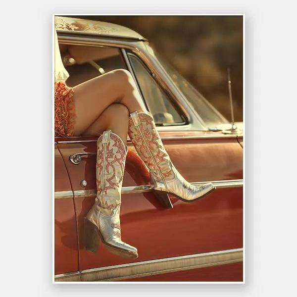 Cowboy Boots and Cadillacs Unframed Art Print