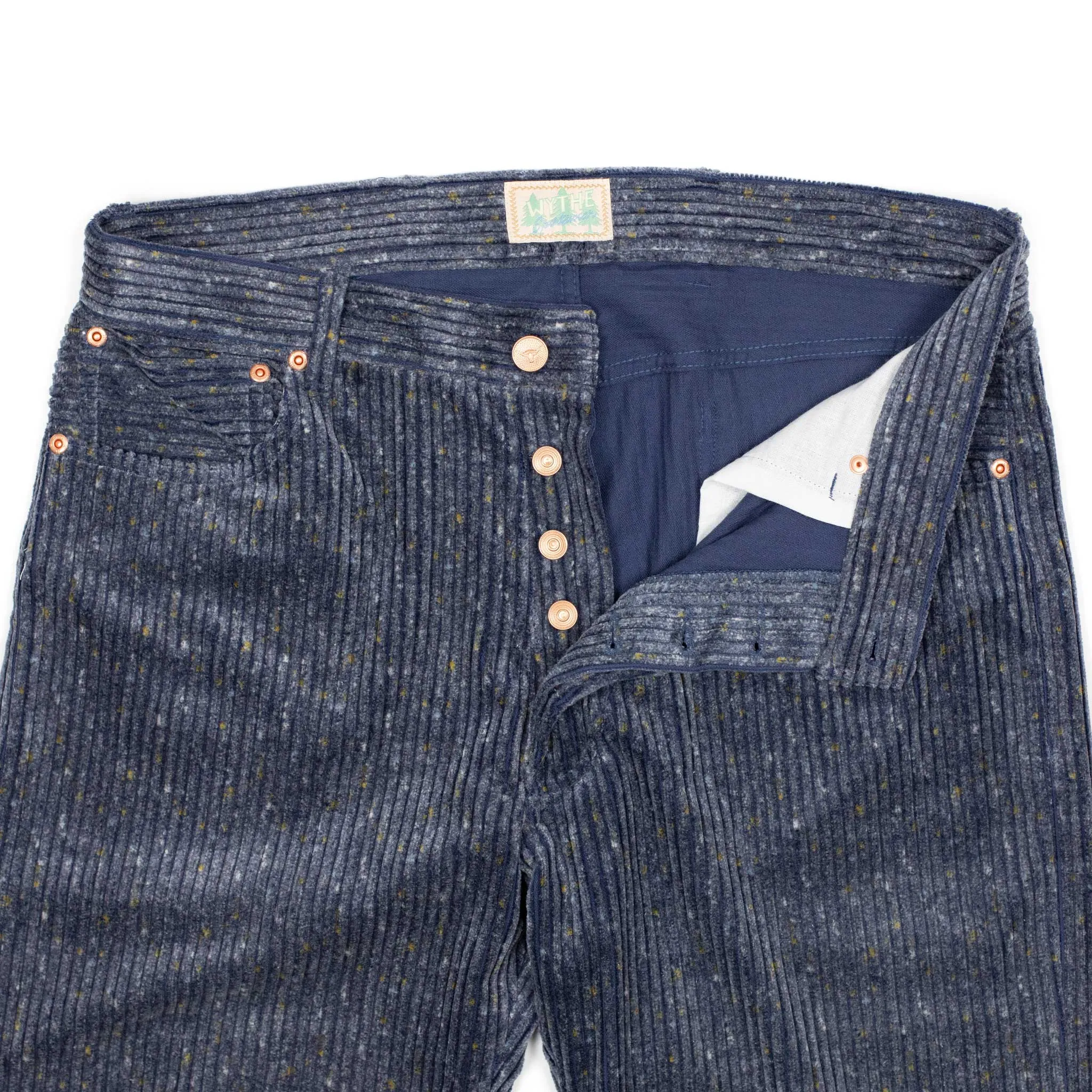 Five pocket pants in Marine Blue Italian donegal cotton corduroy