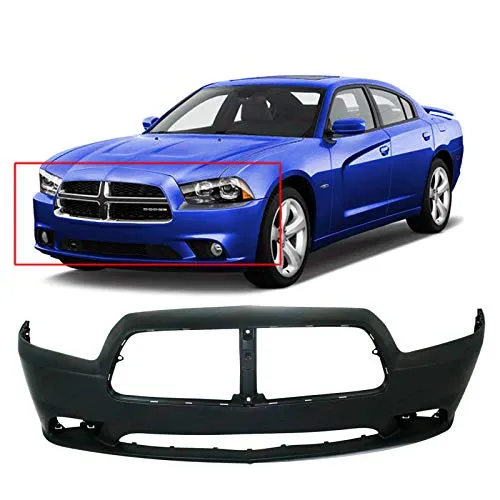 Front Plastic Bumper Cover Fascia for 2011-2014 Dodge Charger Pursuit R/T SE SXT Sedan 11-14. New, Primed and Ready for Paint. with Fog Light Holes. CH1000992 68092596AA 2012 2013