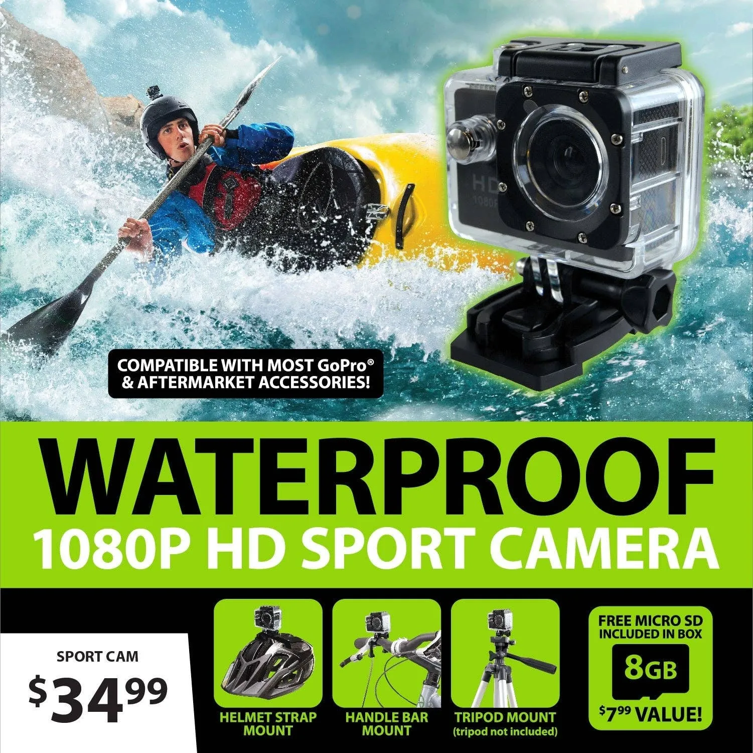 GADGET GEAR SPORT ACTION 1080P WATERPROOF CAM- 4/PACK