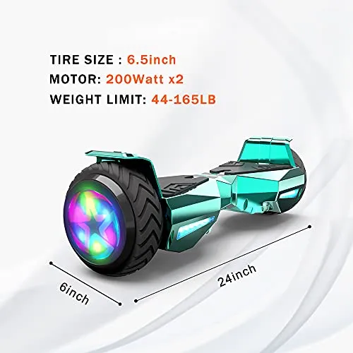 HOVERSTAR Hoverboard Certified HS2.01 Bluetooth Flash Wheel with LED Light Self Balancing Wheel Electric Scooter (Chrome Turquoise)