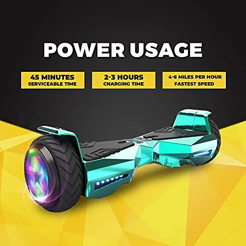 HOVERSTAR Hoverboard Certified HS2.01 Bluetooth Flash Wheel with LED Light Self Balancing Wheel Electric Scooter (Chrome Turquoise)