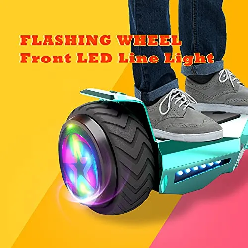 HOVERSTAR Hoverboard Certified HS2.01 Bluetooth Flash Wheel with LED Light Self Balancing Wheel Electric Scooter (Chrome Turquoise)