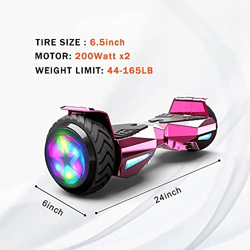 HOVERSTAR Hoverboard Certified HS2.01 Bluetooth Flash Wheel with LED Light Self Balancing Wheel Electric Scooter (Pink)