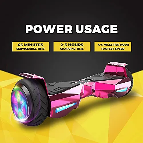 HOVERSTAR Hoverboard Certified HS2.01 Bluetooth Flash Wheel with LED Light Self Balancing Wheel Electric Scooter (Pink)