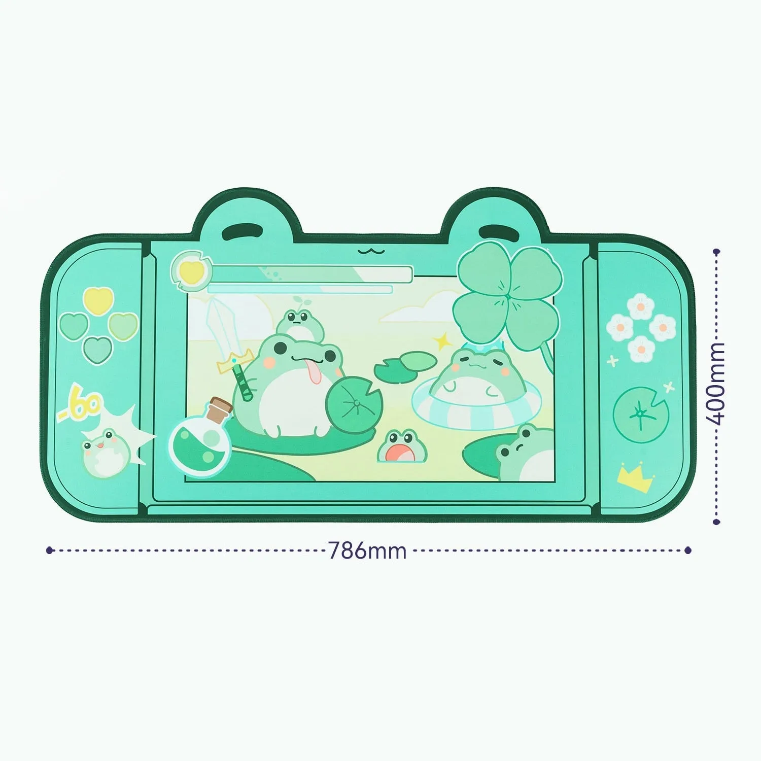 Kawaii Gamer Frog Pond Large Desktop Mouse Pad