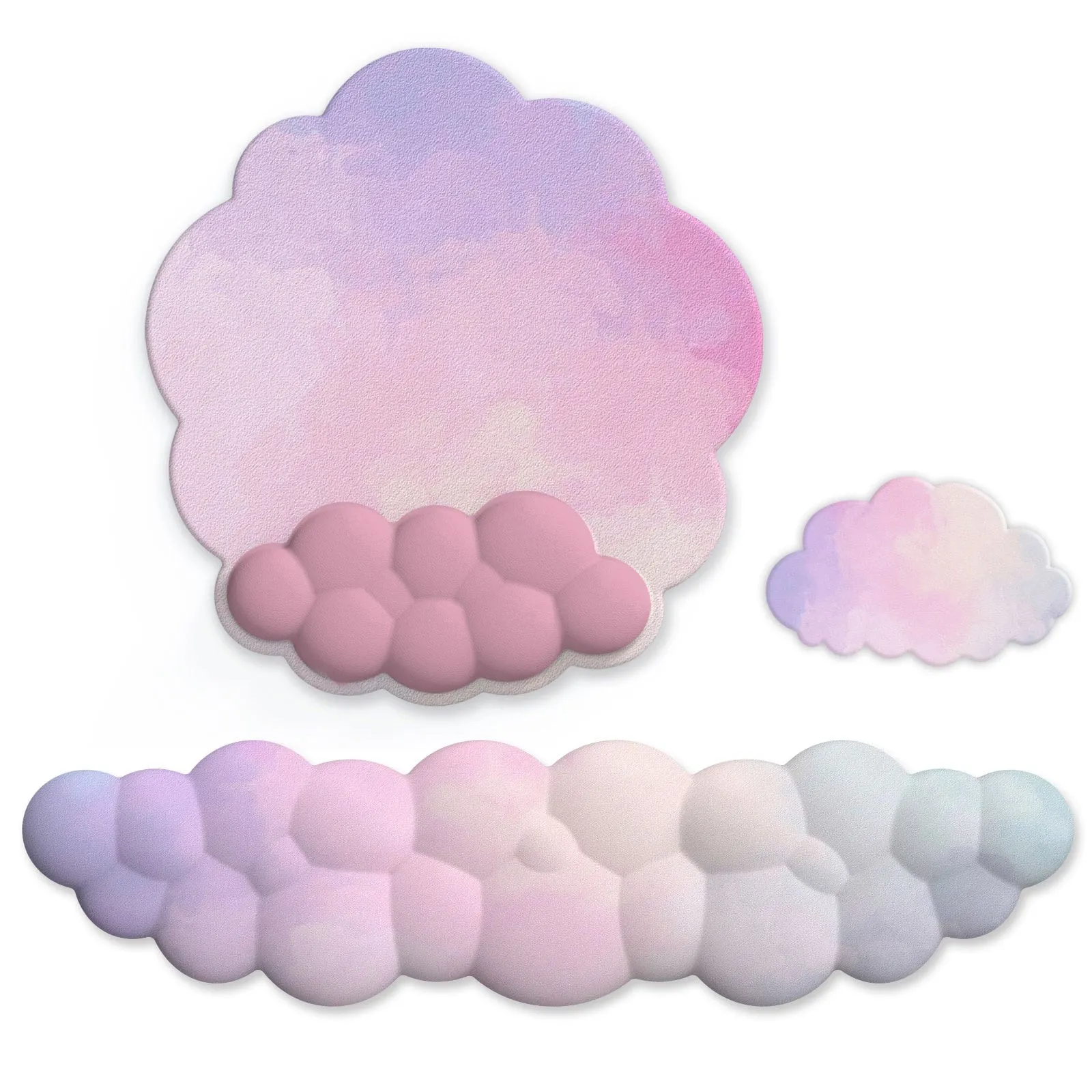 Kawaii Pastel White Cloud Keyboard Desktop Wrist Support Rest / Mouse Pad