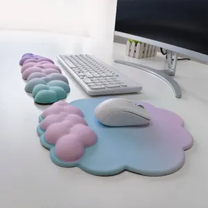 Kawaii Pastel White Cloud Keyboard Desktop Wrist Support Rest / Mouse Pad