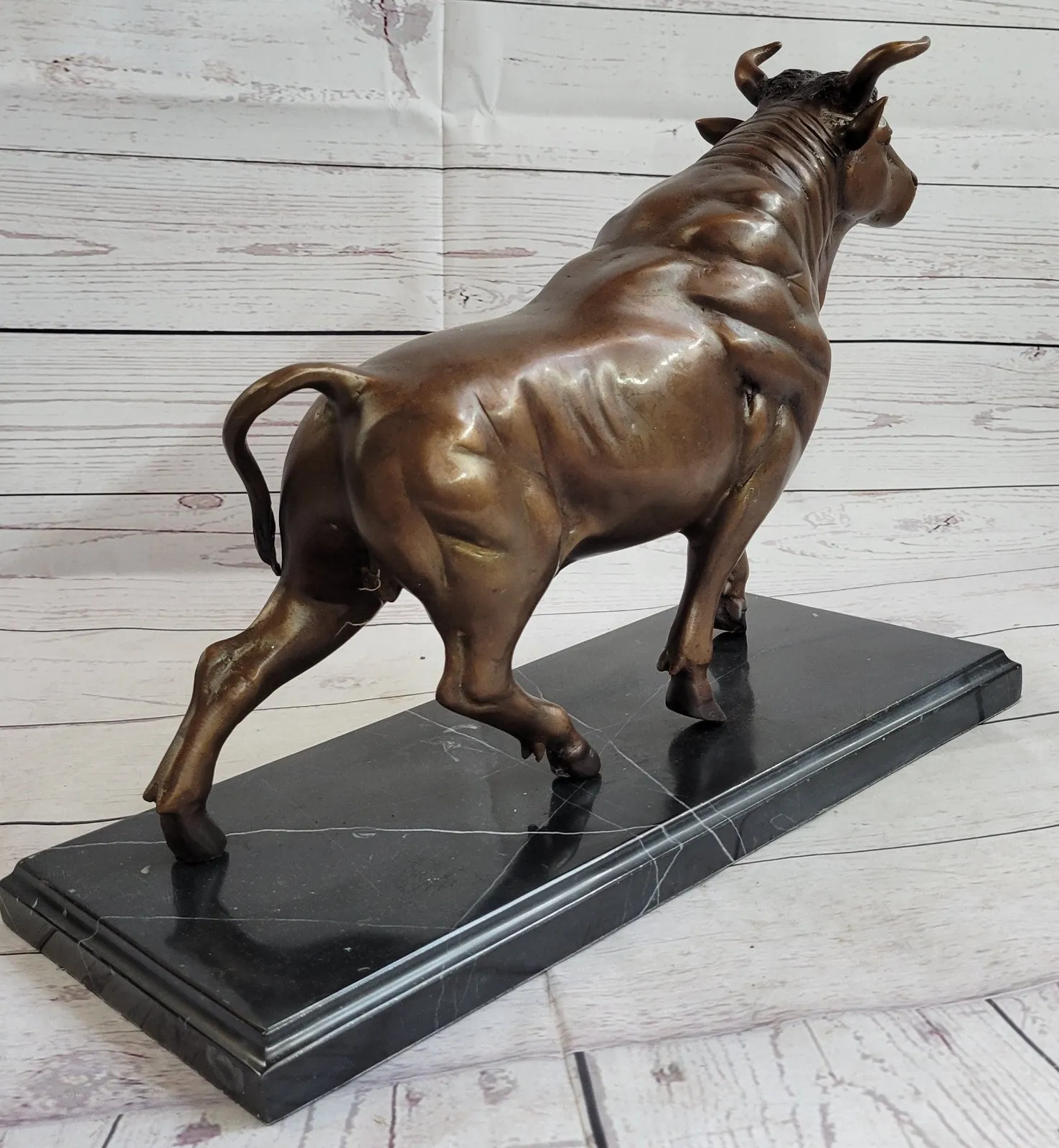 MAJESTIC BRONZE STATUE COW BULL CLASSIC SCULPTURE HOT CAST FIGURINE HOME DECOR