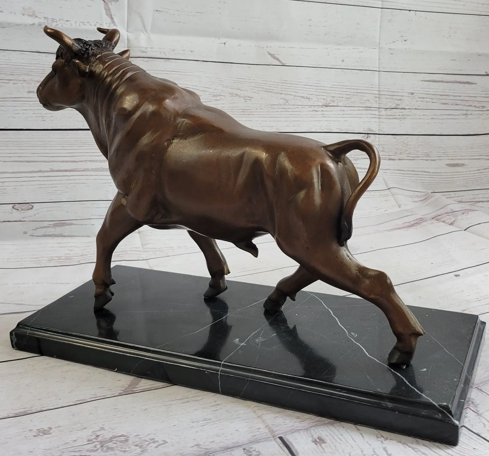 MAJESTIC BRONZE STATUE COW BULL CLASSIC SCULPTURE HOT CAST FIGURINE HOME DECOR