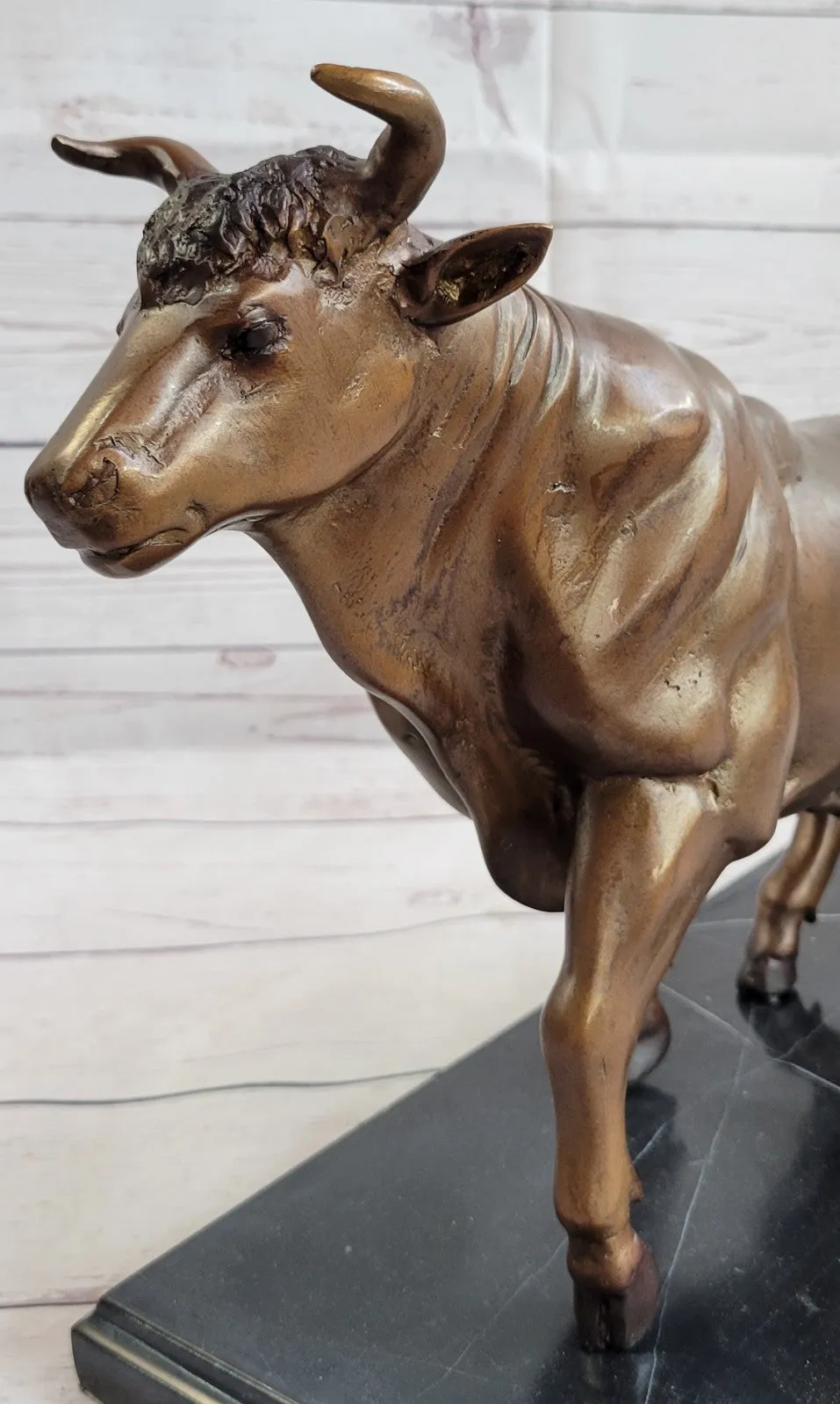 MAJESTIC BRONZE STATUE COW BULL CLASSIC SCULPTURE HOT CAST FIGURINE HOME DECOR