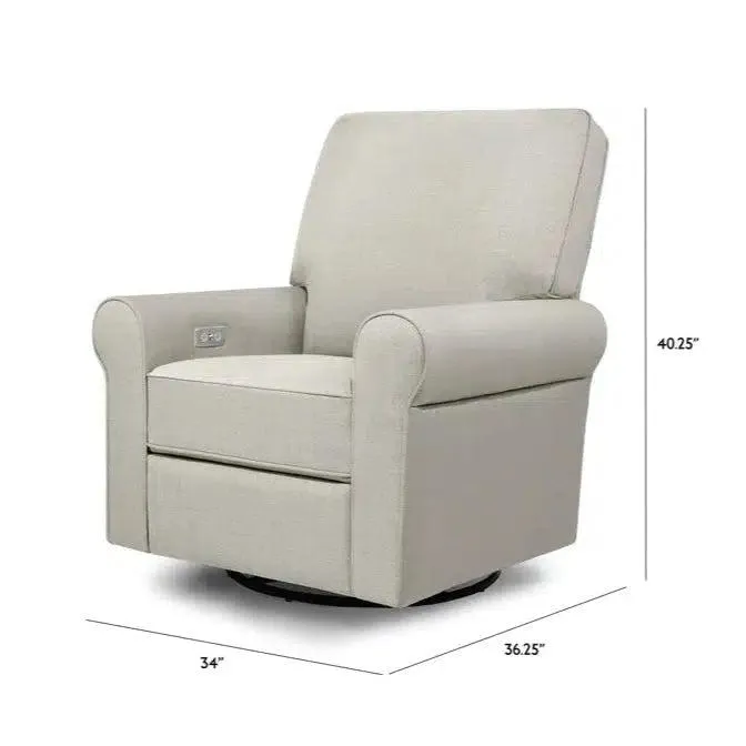 Monogram by Namesake - Monroe Pillowback Power Recliner - Grey Eco-Twill Performance Fabric