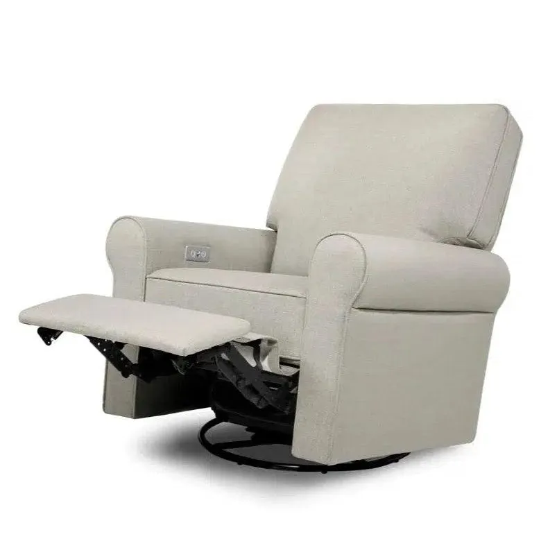 Monogram by Namesake - Monroe Pillowback Power Recliner - Grey Eco-Twill Performance Fabric