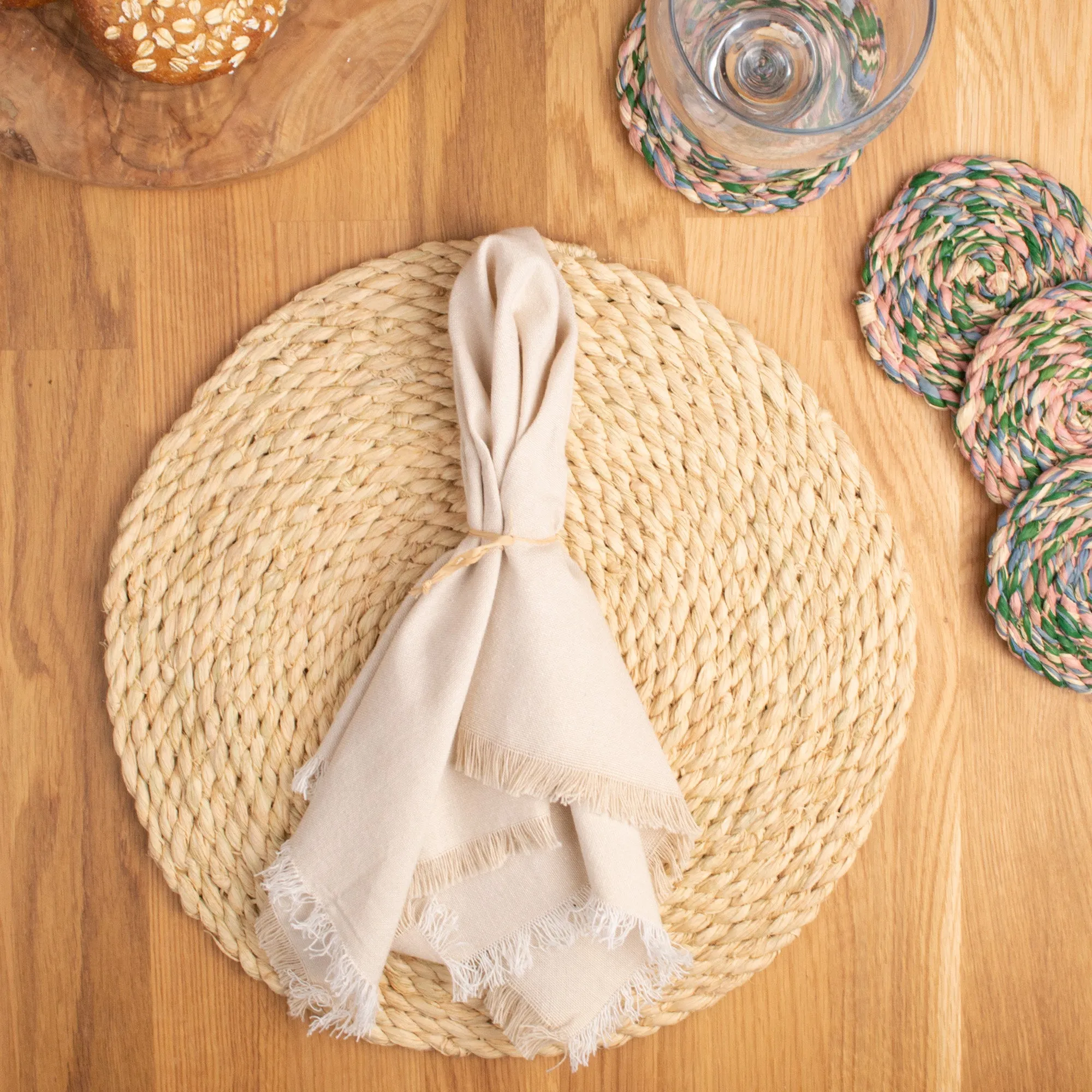 Natural Raffia Woven Placemats - 6 Pieces