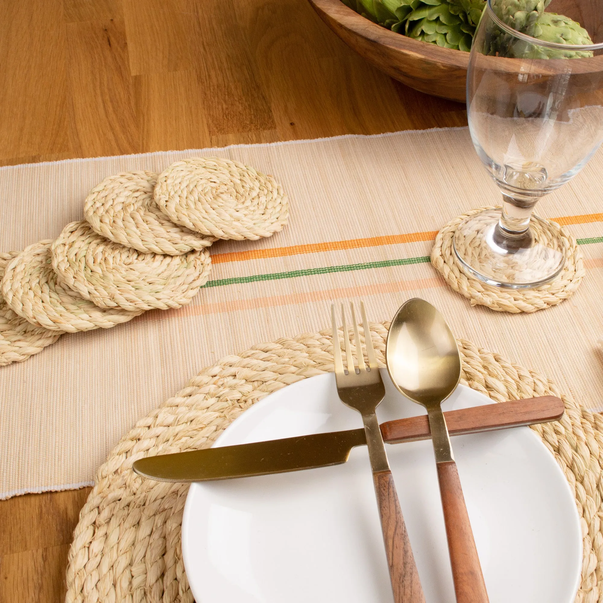 Natural Raffia Woven Placemats - 6 Pieces