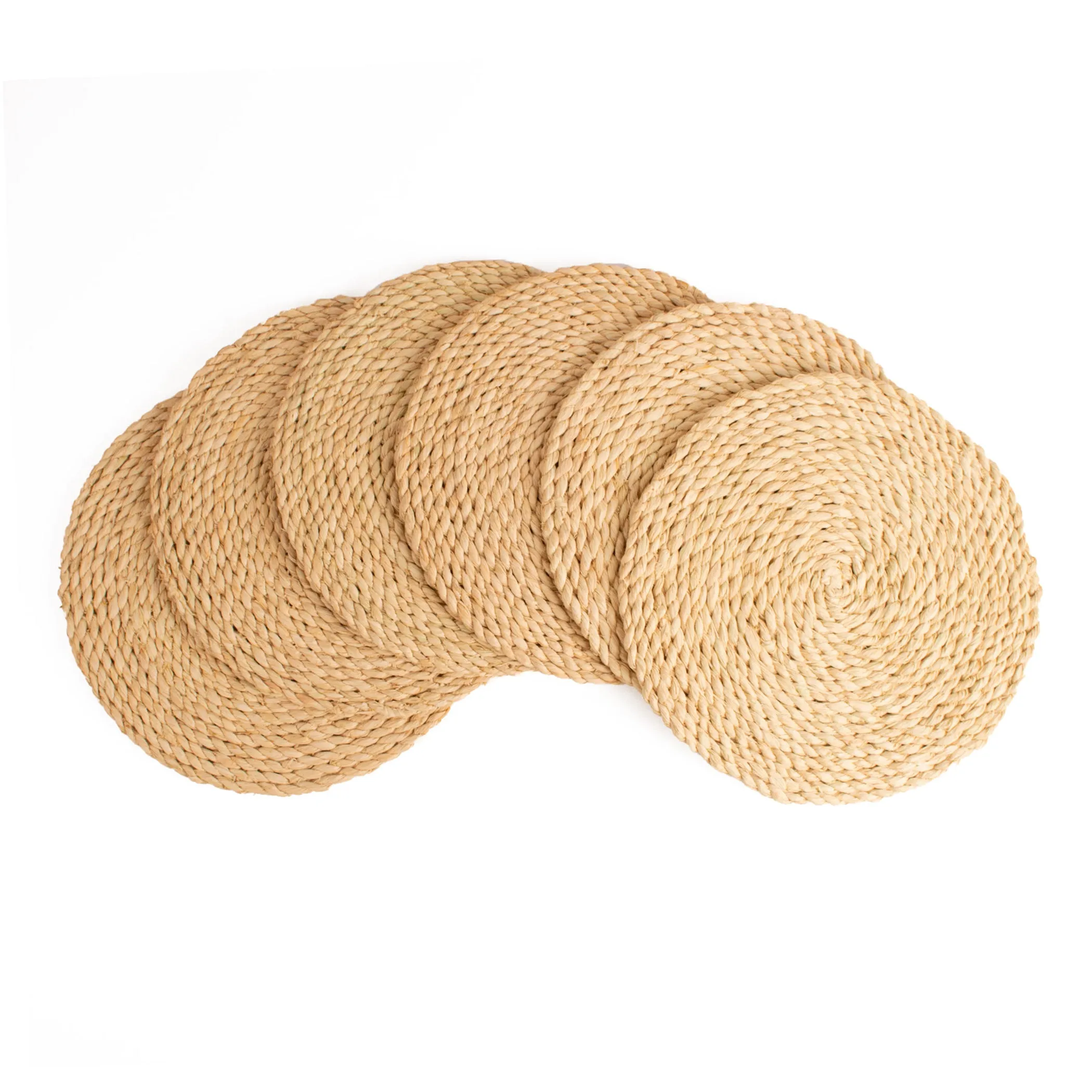 Natural Raffia Woven Placemats - 6 Pieces