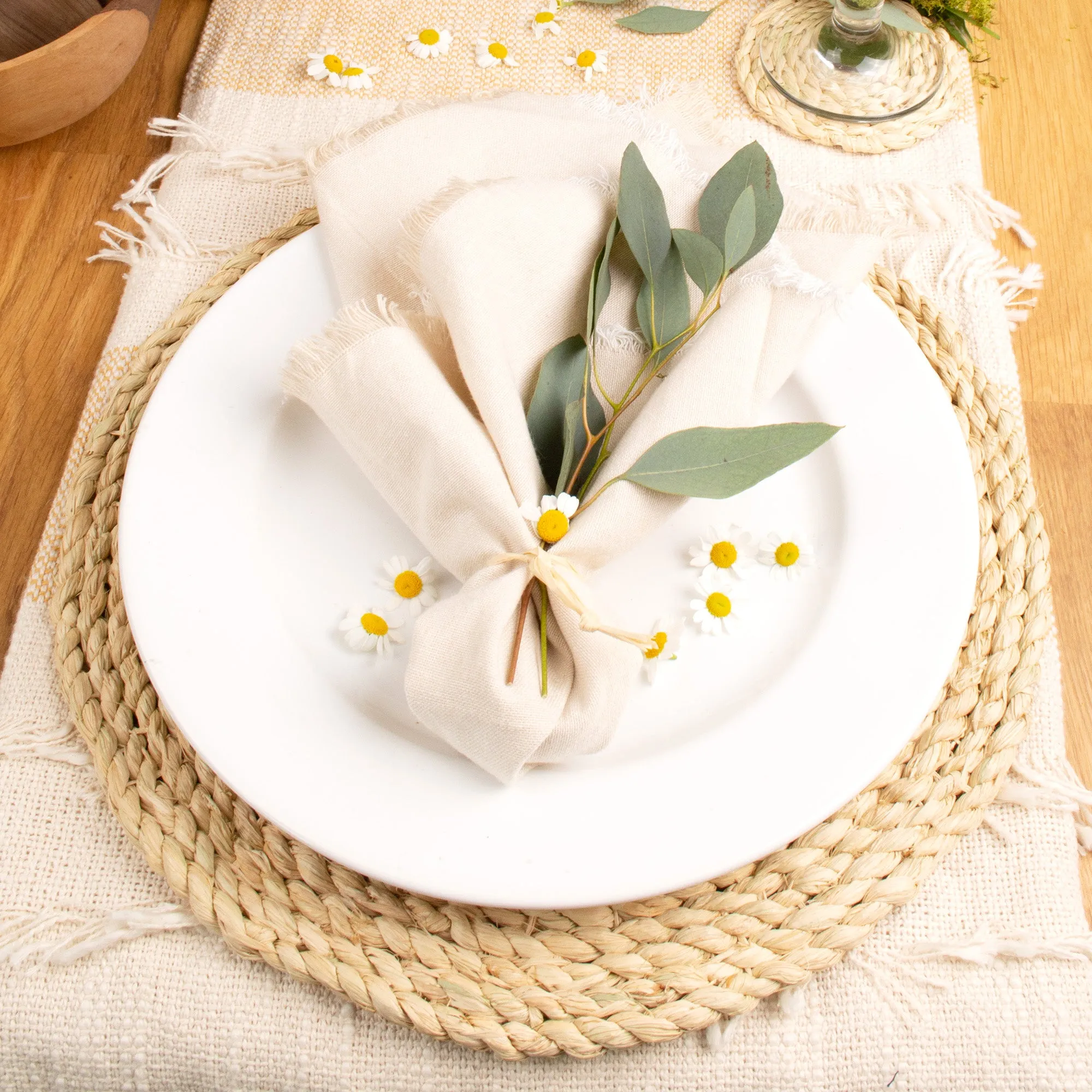 Natural Raffia Woven Placemats - 6 Pieces