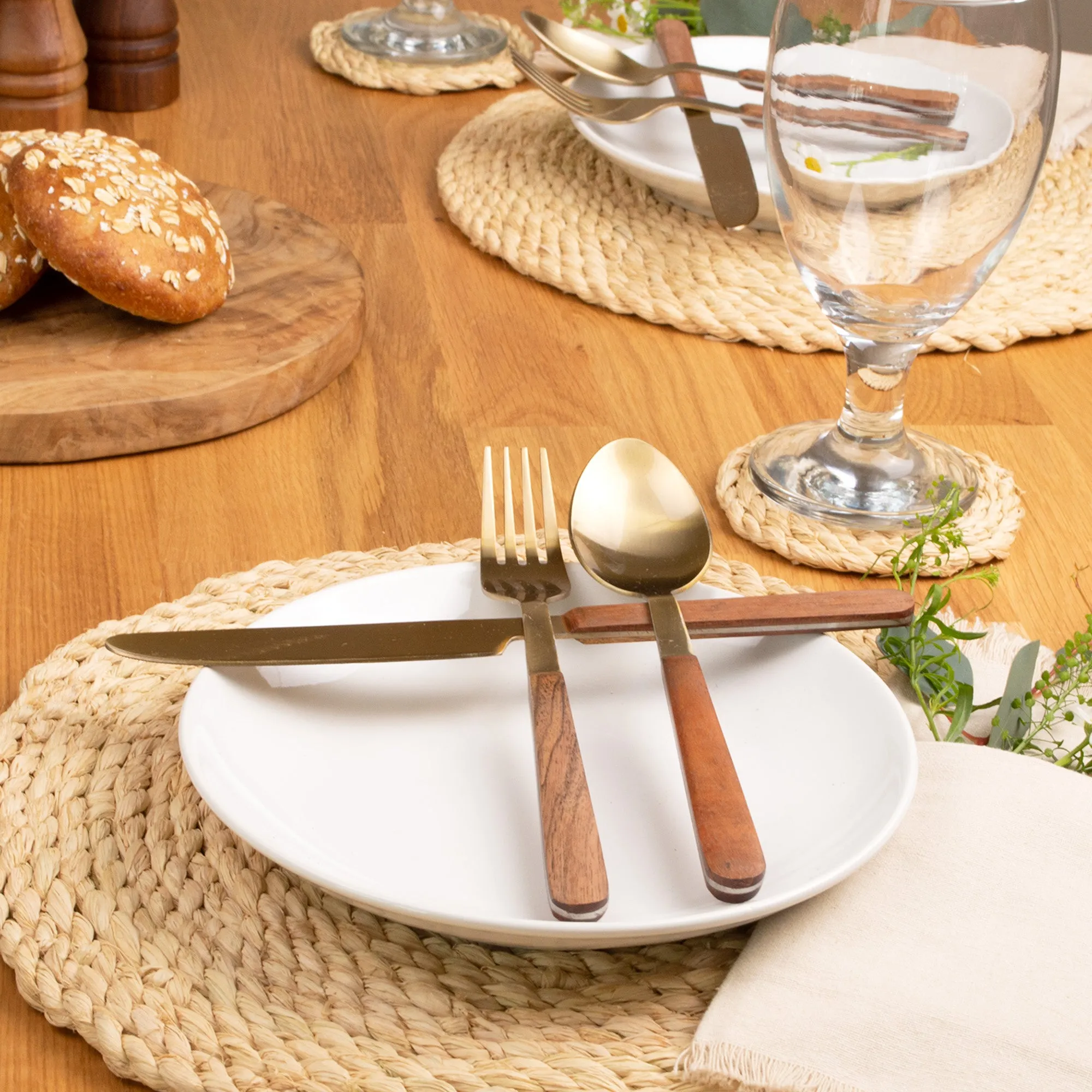 Natural Raffia Woven Placemats - 6 Pieces